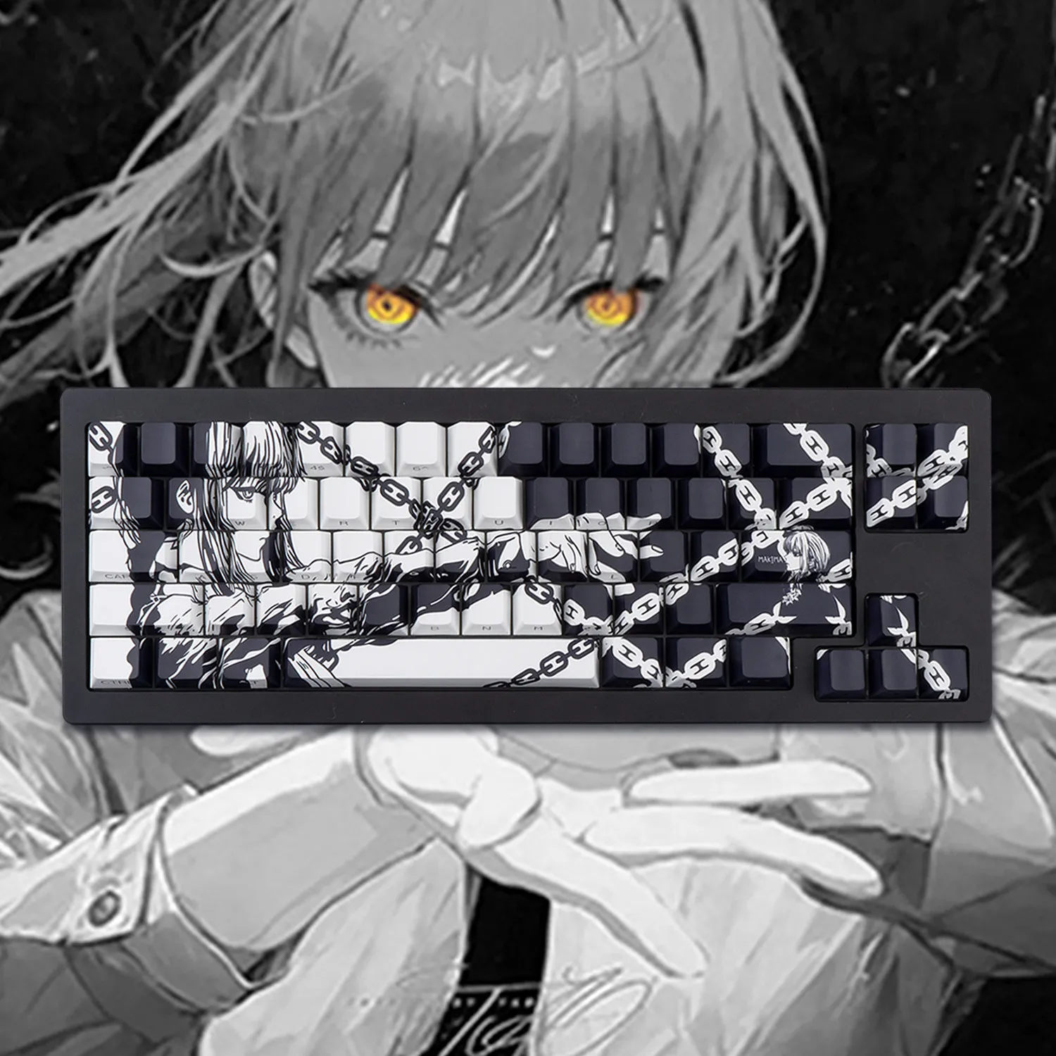 Makima Anime Keycaps 125 keys Dye-Sub Cherry Profile PBT Keycaps Japan Key Caps For MX 64/68/96/108 Mechanical Keyboard Caps