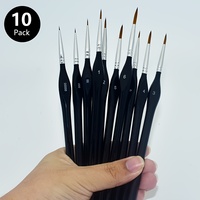10pcs Detail Paint Brush Set, Triangular Grip Wood Handle Art Brushes, Small Fine Tip Paintbrushes for Acrylic, Oil, Watercolor