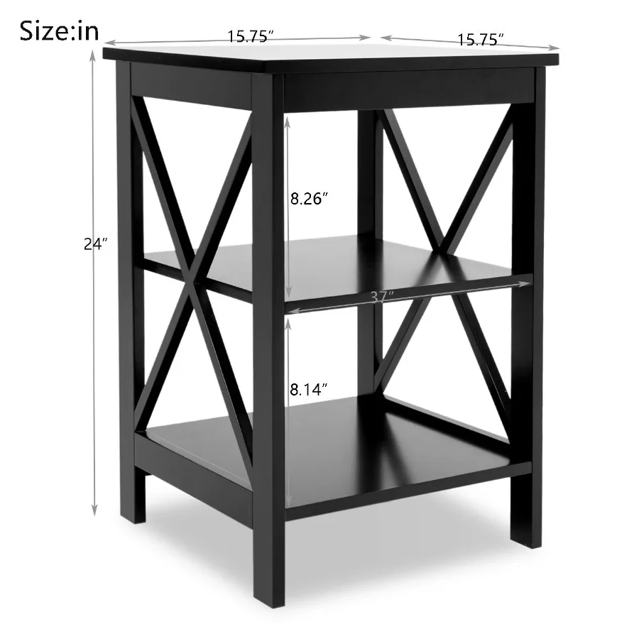 โต๊ะข้างเล็กอ็อกซ์ฟอร์ด ขาวัสดุ MDF สีดํา
