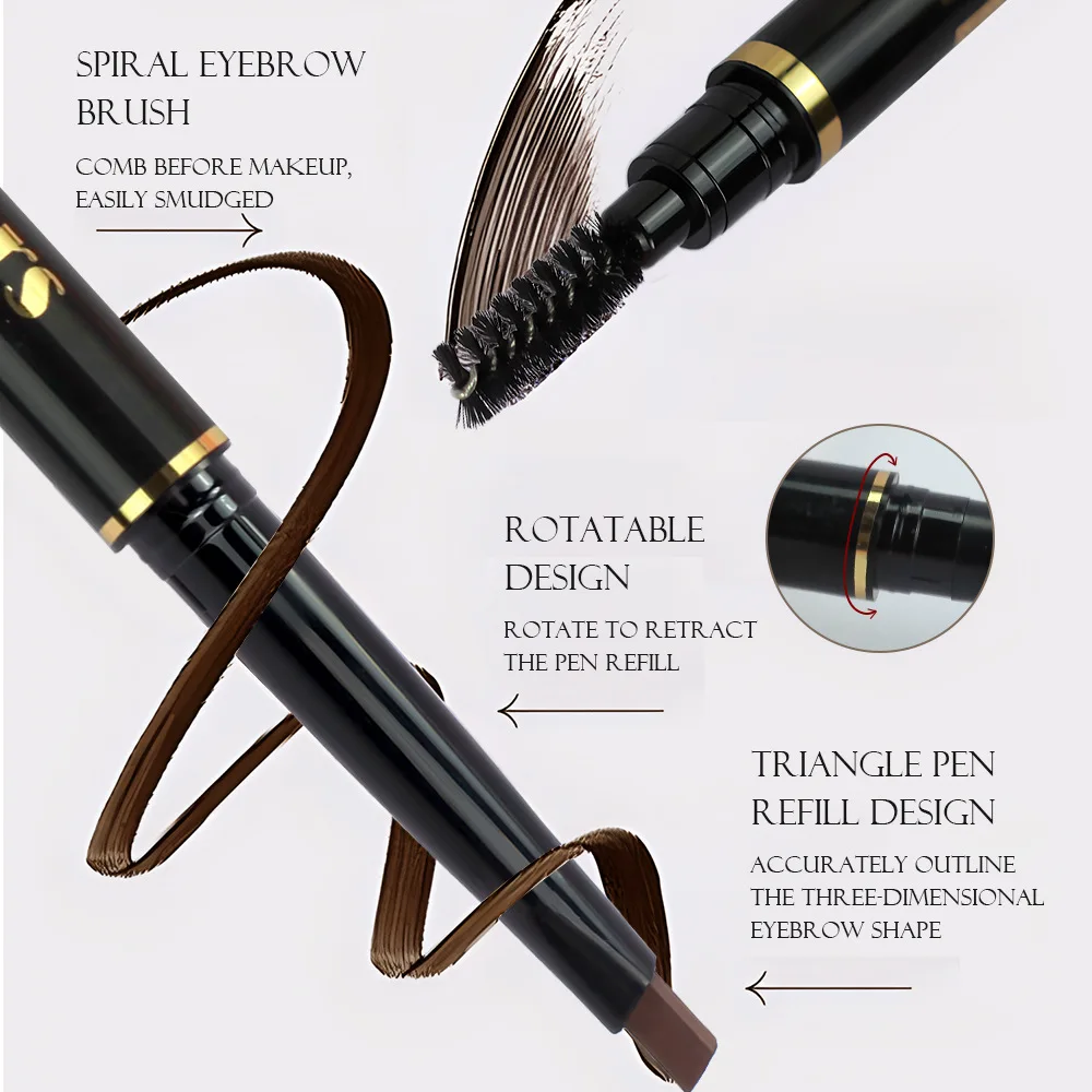 1pc Mascara Eyeliner Eyebrow Pencil 3 in 1 Set Lengthening Curling Natural Cross border  Hot Selling