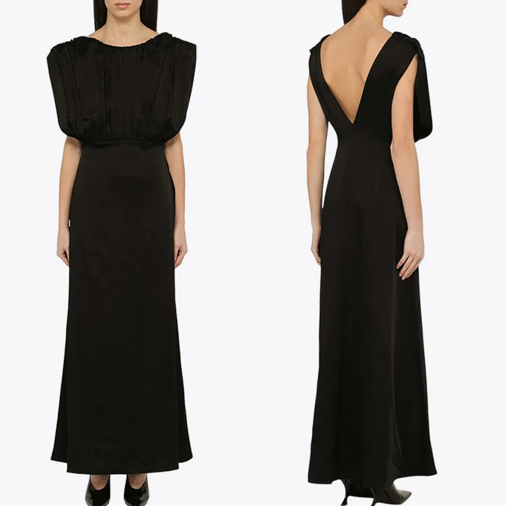 

Customized Elegant Gathered Sleeveless Maxi Dress A-Line Evening Dresses Formal Exquisite High Quality Prom Party Gown for Women
