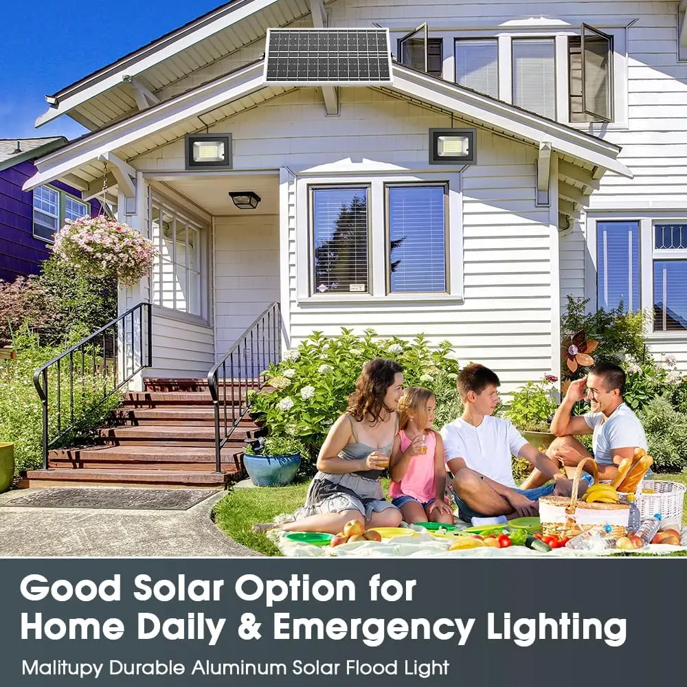 Solar Flood Lights Indoor Outdoor (2 Pack), Aluminum 6000K Waterproof with On/Off Switch & Remote for Patio, Path, Pool