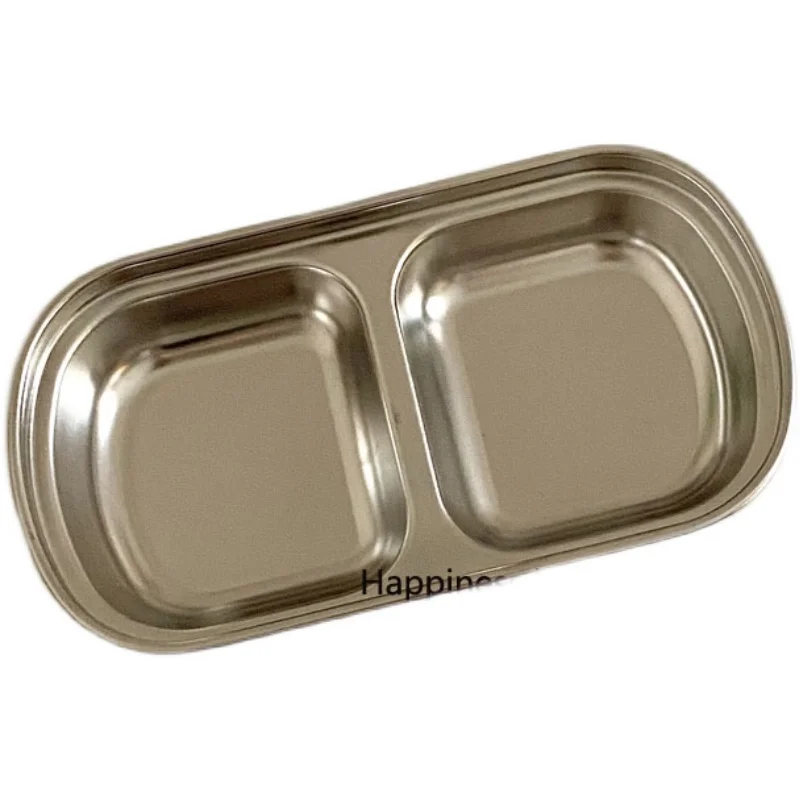 

Korean simple 304 stainless steel ins wind grid barbecue sauce dish hot pot flavor dish metal industrial style tableware