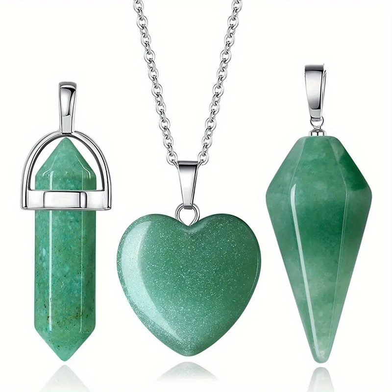 مجموعة مكونة من 3 قطع من قلادات الكوارتز الوردية لسحر الطاقة الروحية الريكي، هدية العيد، هدية عيد الميلاد #5