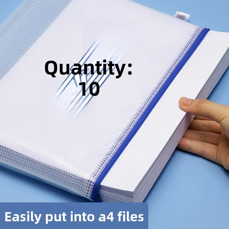 Przezroczysta torba na dokumenty z siatki z zamkiem błyskawicznym, format A4, wodoodporna, o dużej pojemności, idealna na egzaminy dla studentów.