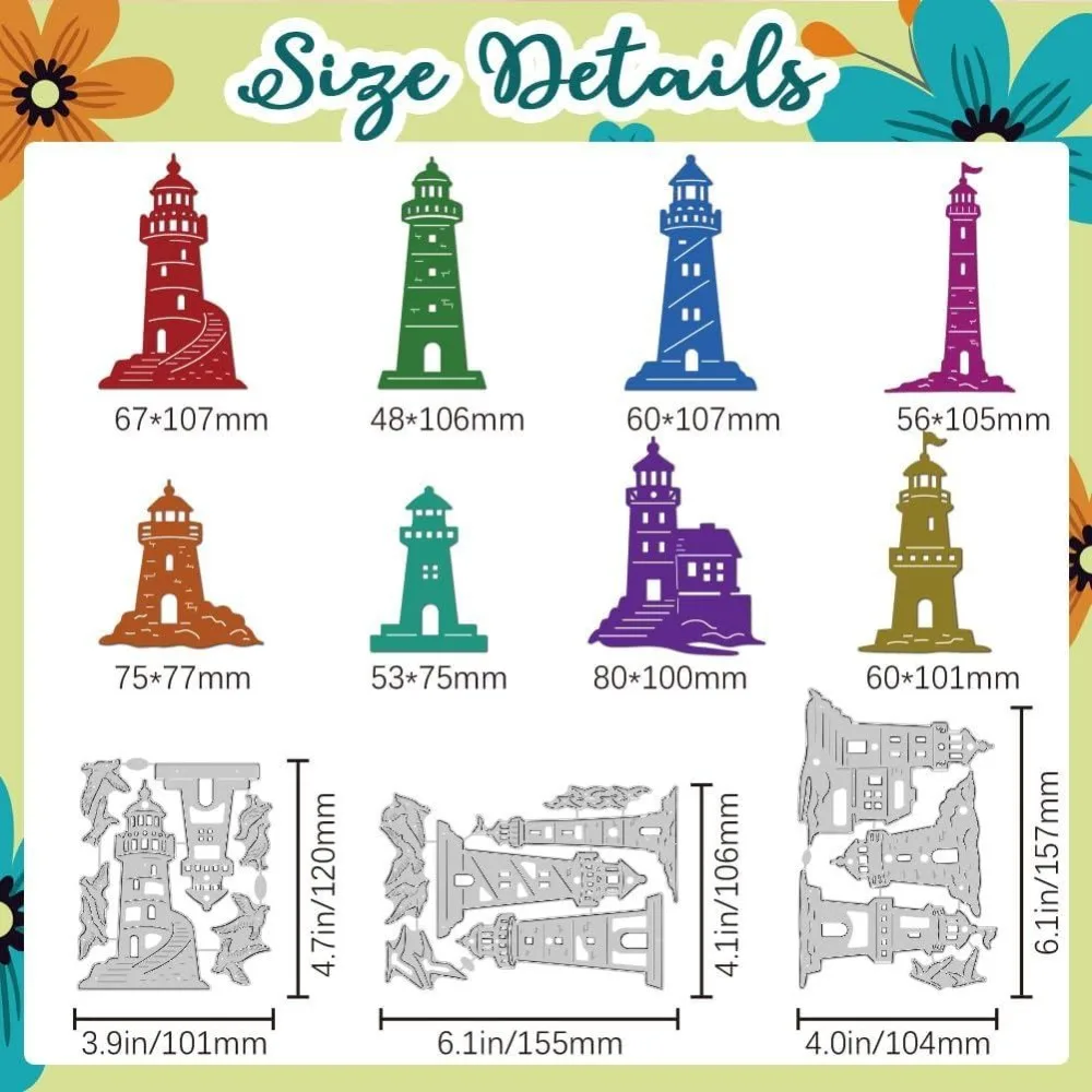Lighthouse Seagull Cutting Dies Reef Card Making Die Stencil Carbon Steel Die Template Dies for Birthday Wedding Paper Craft