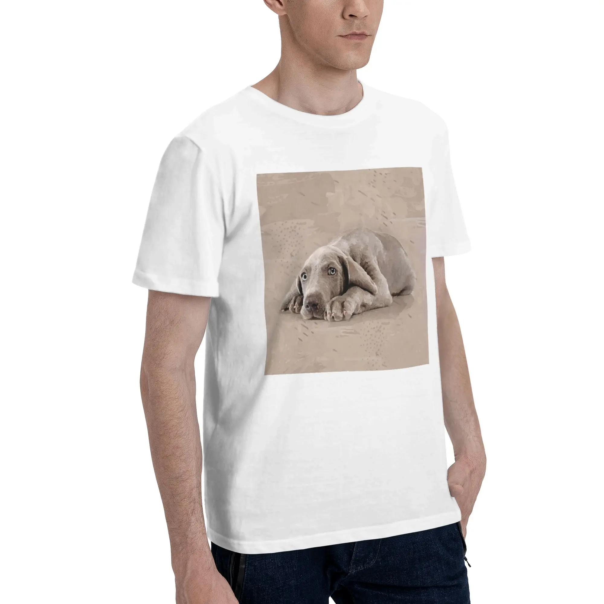 

Мужская футболка с щенком Weimaraner, футболки больших размеров, мужские хлопковые футболки с круглым вырезом, короткие летние мужские футболки