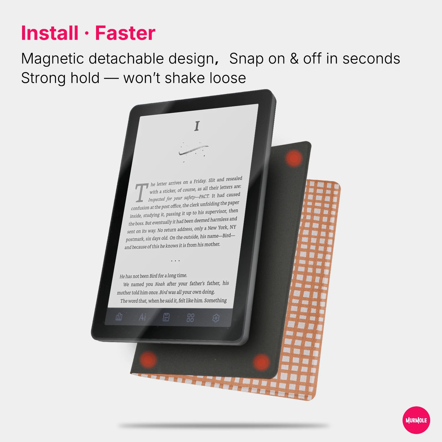 Murmole Classic Stripe Magnetic Case suit for Bigme B6 6 Inch Ultra Slim Frameless No Back Shell Folio Smart Cover Protective