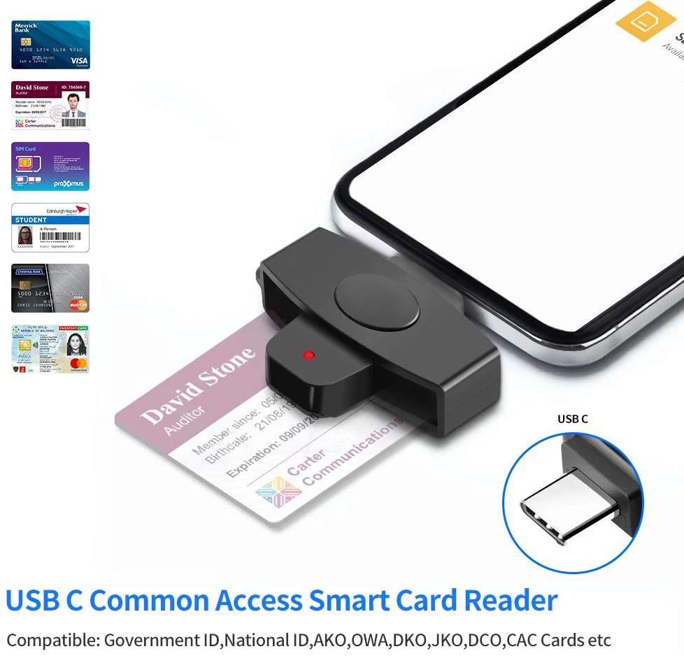 External CSCR3 Smart CAC Card Reader Type-c Bank Tax Declaration SIM Card/IC Card ID Card Reader  for Android OS/Mac