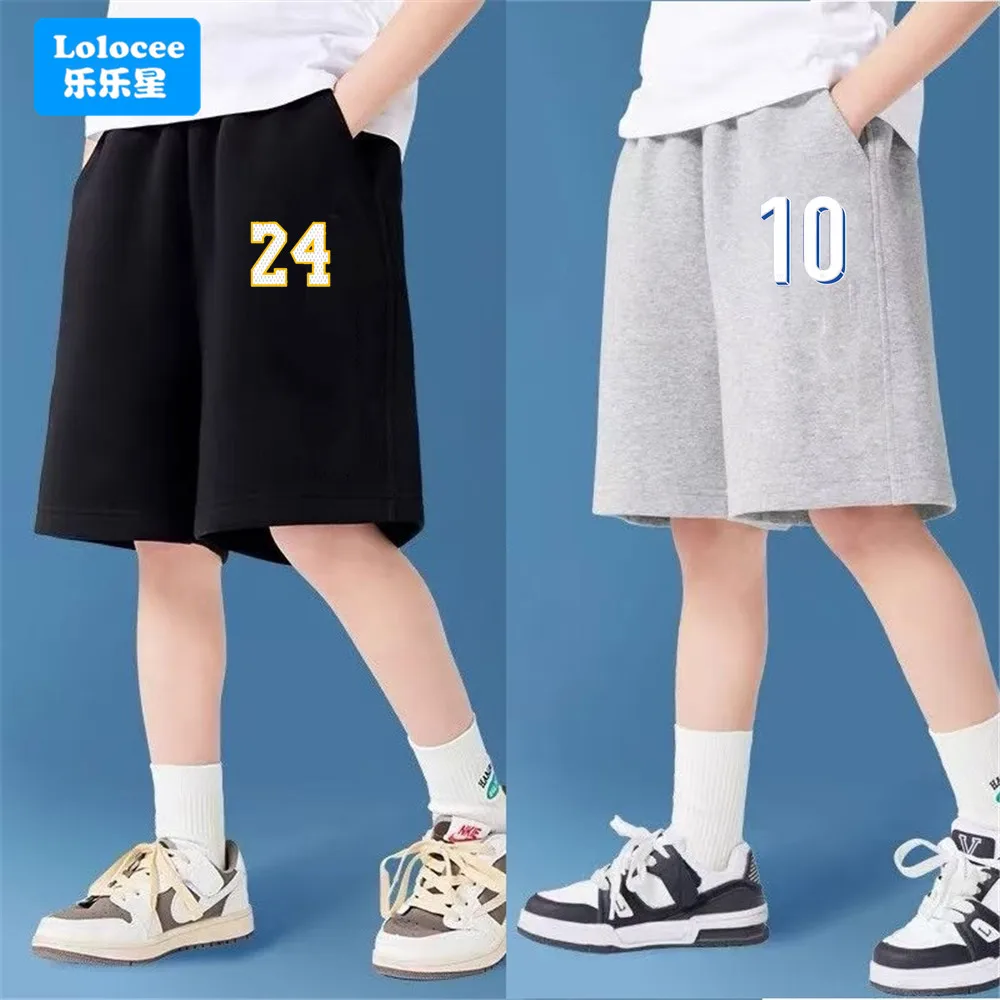 2025 Summer New Arrival Boys' Walking Shorts Number 24 Printed Knee Length Pants Teens Outdoor Casual Sports Shorts SZ24