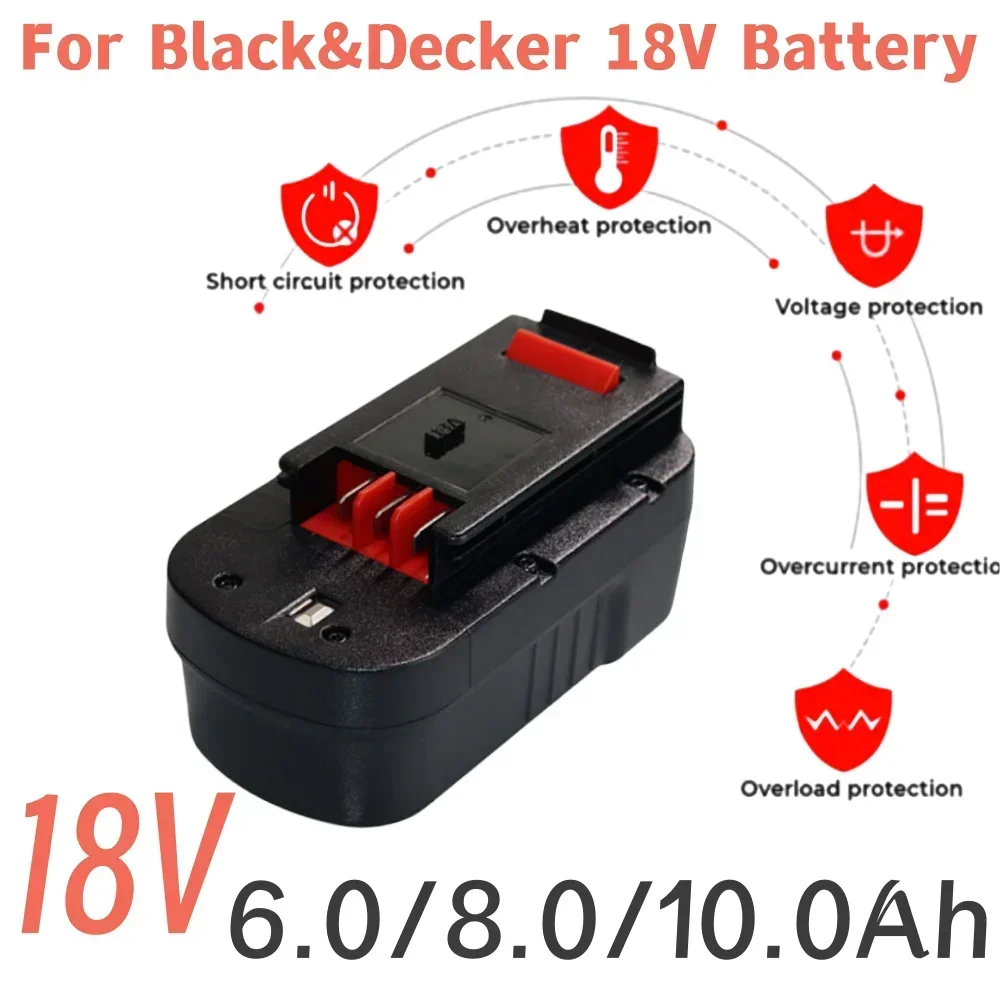 

SU NEW 18V 6000/8000/10000MAH Rechargeable Tools Battery For Black&Decker Hpb18 Fs180 A1718 A18NH BD18PSK EPC18 HP188F2B KC1800S