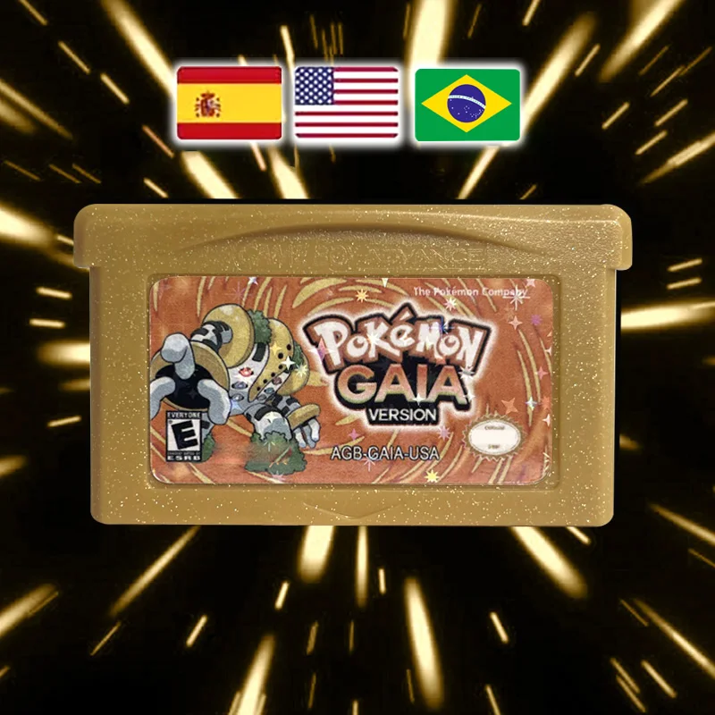 GBA Spiel USA ESP PT Version 1 M Flash-Karte Pokemon GAIA Cartridge Videospielkarte ROM Hack Portugiesisch Spanisch Englischsprachig