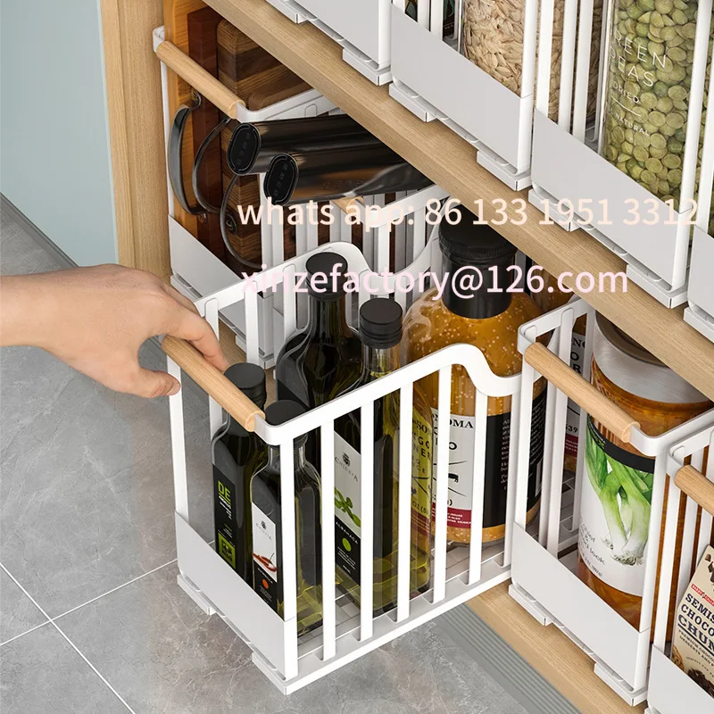 

Customizable Kitchen Under Sink Sliding Spice Storage Shelf Household Narrow Steel Cabinet Organizers Pull-out Rack for Bathroom