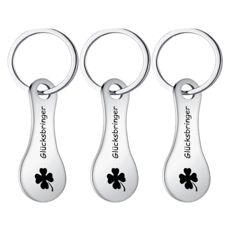 3pcs Shopping Chip Key Chains Removable Shopping Trolley Token Lucky Charm Key Ring  Stainless Shopping Trolley Opener Key Ring