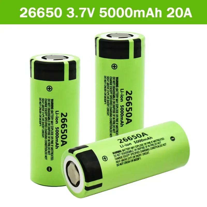 100% Brand New High-quality 26650A 3.7V 5000mAh Lithium Ion Rechargeable Battery 26650 LED Flashlight+charger