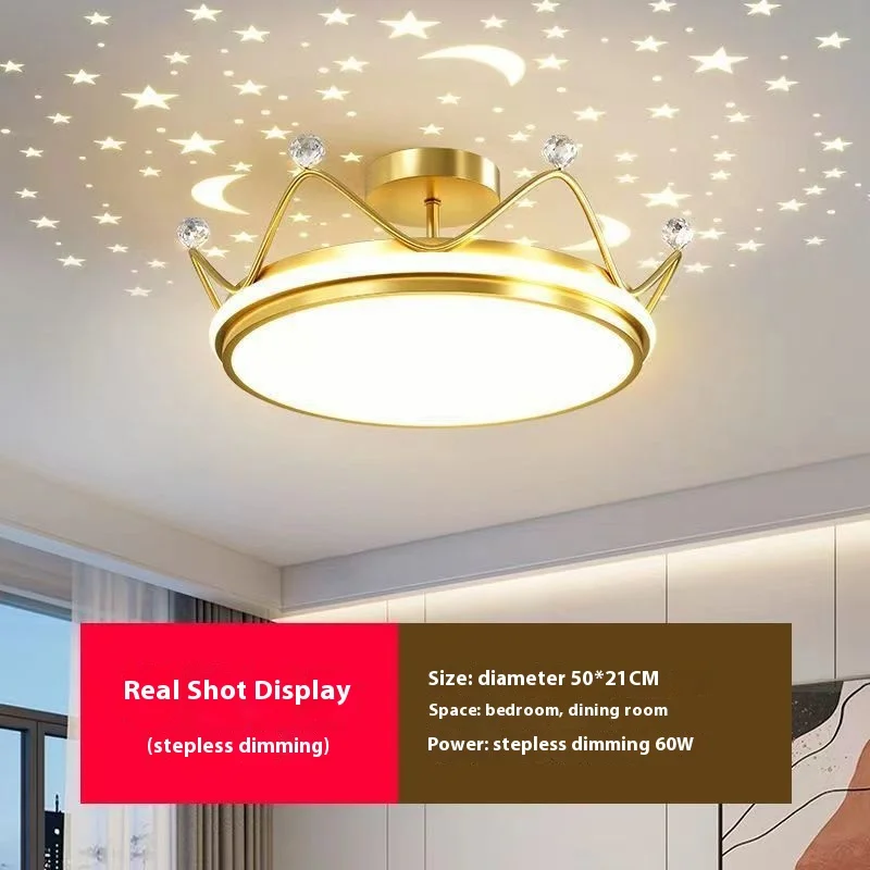 Imagem -06 - Lustre de Teto Led com Coroa para Crianças Lâmpada do Teto Regulável Pingente Estrela e Lua Estudo do Quarto e Decoração do Quarto Meninos e Meninas