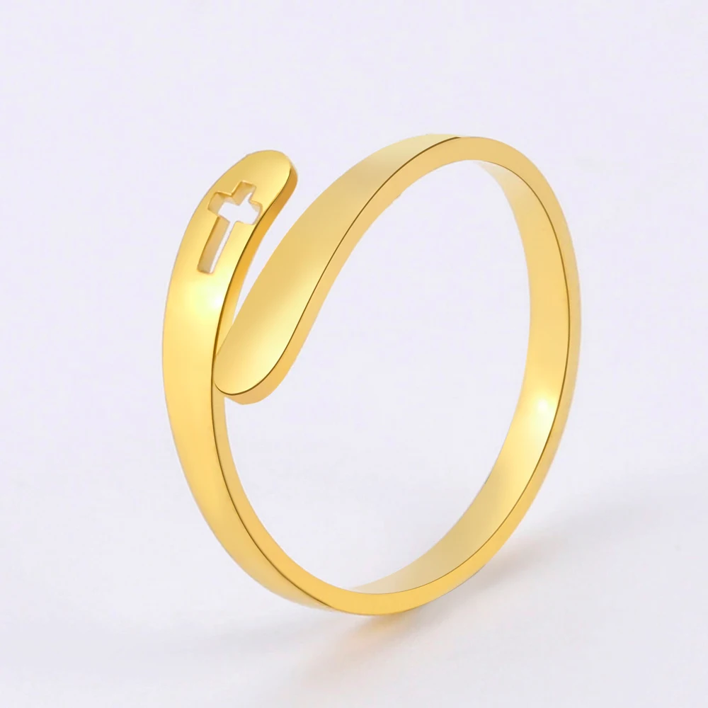 COOLTIME Kreuz-Edelstahlringe für Frauen, verstellbare Größe, Ring, Schmuck, Verlobung, Jahrestag, Geschenk, 2026, Neu – Detail 8