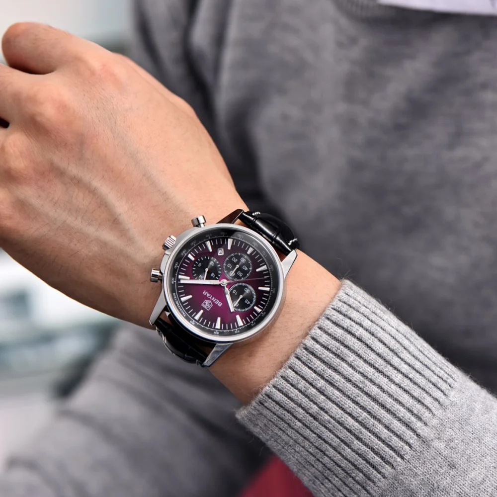 2025 ใหม่ BENYAR Luxury Men นาฬิกานาฬิกาข้อมือหนังนาฬิกาควอตซ์นาฬิกาสําหรับ Man กันกระแทกนาฬิกากันน้ําของขวัญกล่อง