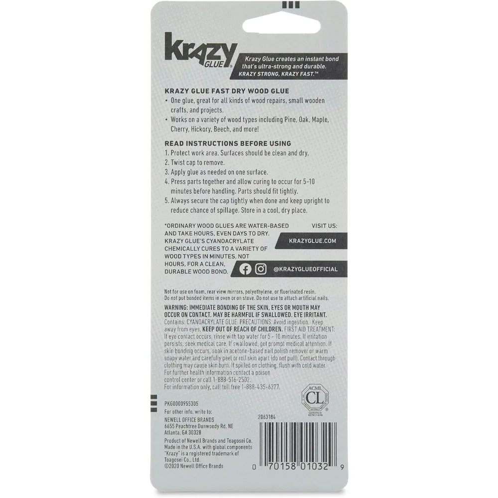 Fast-Dry Wood Superglue, 30g, Strong Adhesive with Precision Tip for Pine, Oak, Maple & More, No Clamp Needed