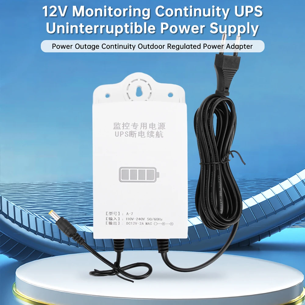 DC12V 2A 1800mAh UPS Zewnętrzny, odporny na deszcz zasilacz w trybie gotowości do monitorowania Rejestrator wideo Router Awaryjna wtyczka EU/US