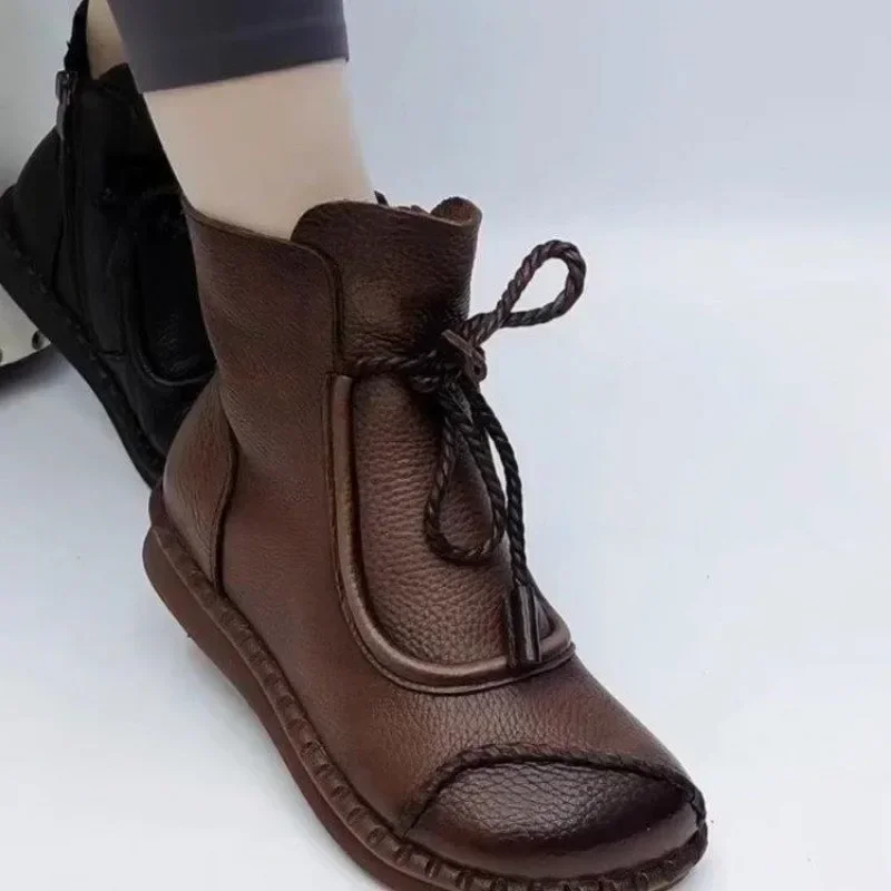 Shoes for Women 2023 Fashion Cross-tied Women\'s Boots Daily Boots Women Hot Sale Round Toe Comfortable Flat Shoes Ankle Boots