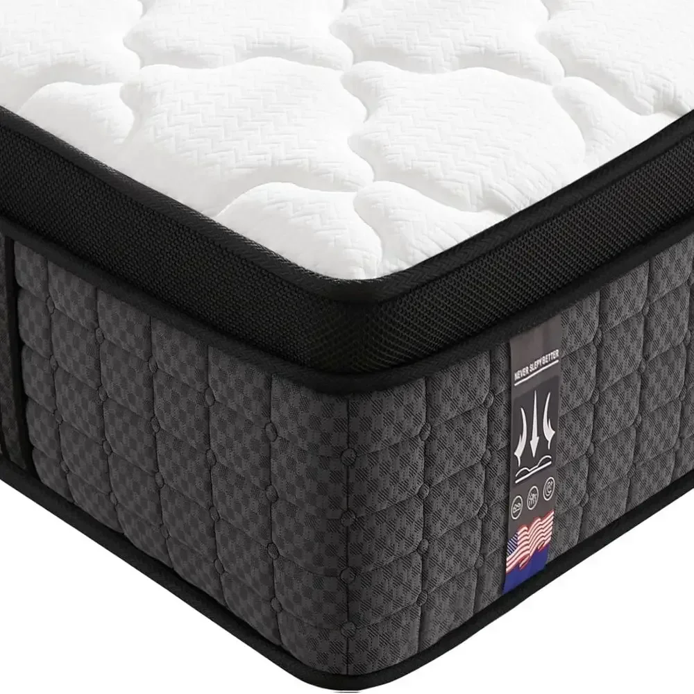 14 Inch Queen Size Hybrid Mattress: Medium Firm, Gel Memory Foam, Spinal Support, Heat Wicking, Motion Isolation
