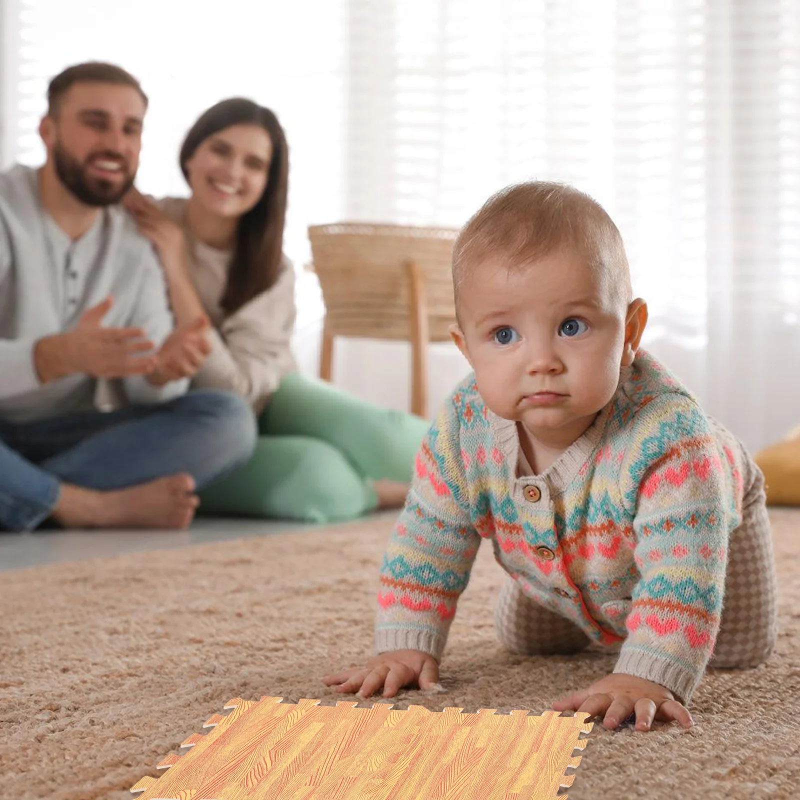 

12Pcs Wood Grain Foam Floor Mats Play Mat Durable and Safe for Infants and Floor Mats Foams Play Mat