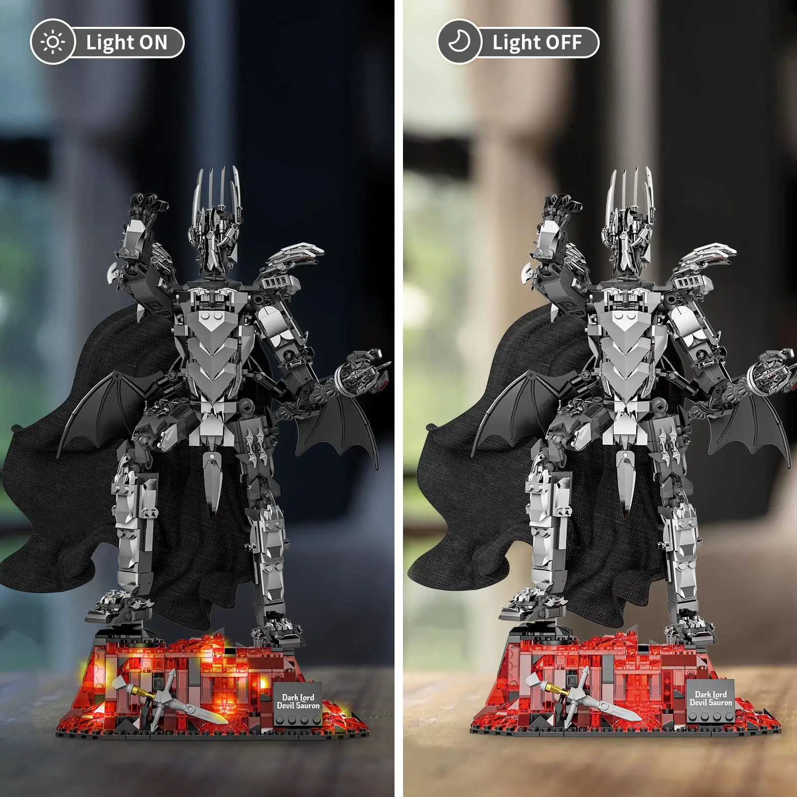 879PCS Dark Lord Sauron Mech Building Set Ideas Demon Building Blocks Model Adults Collection Toys Gift for Boys Girls Film Fans