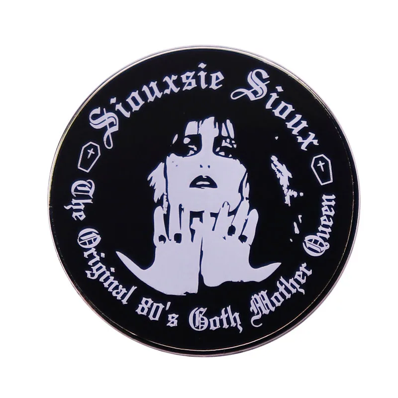 1pc Siouxsie Sioux "Goth Mother" Enamel Pin - 80s Goth Punk Design, Vintage Gothic Style for Daily Wear & Post-Punk Gifts