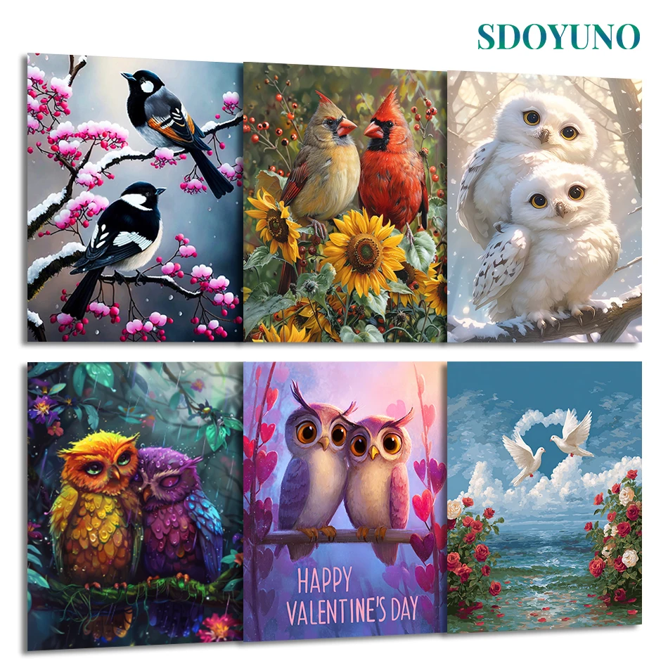 

SDOYUNO Painting By Number Adults New Valentines Day Gift Couple Animal Draw Picture Paint Canvas Art Painting Acrylic Paint Kit