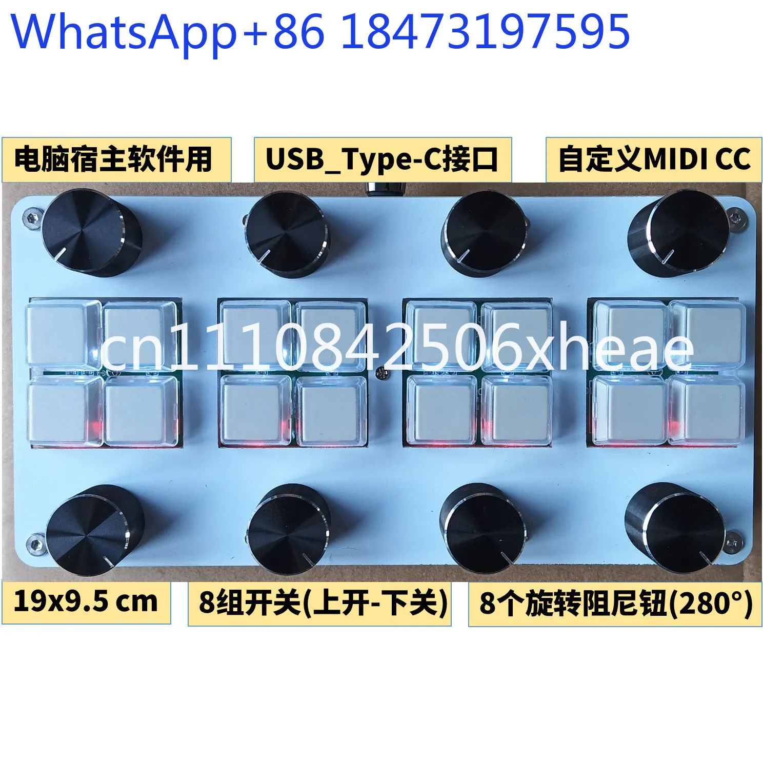 8 switches 8 knobs, Knob USB interface for computer music host software MIDI CC controller