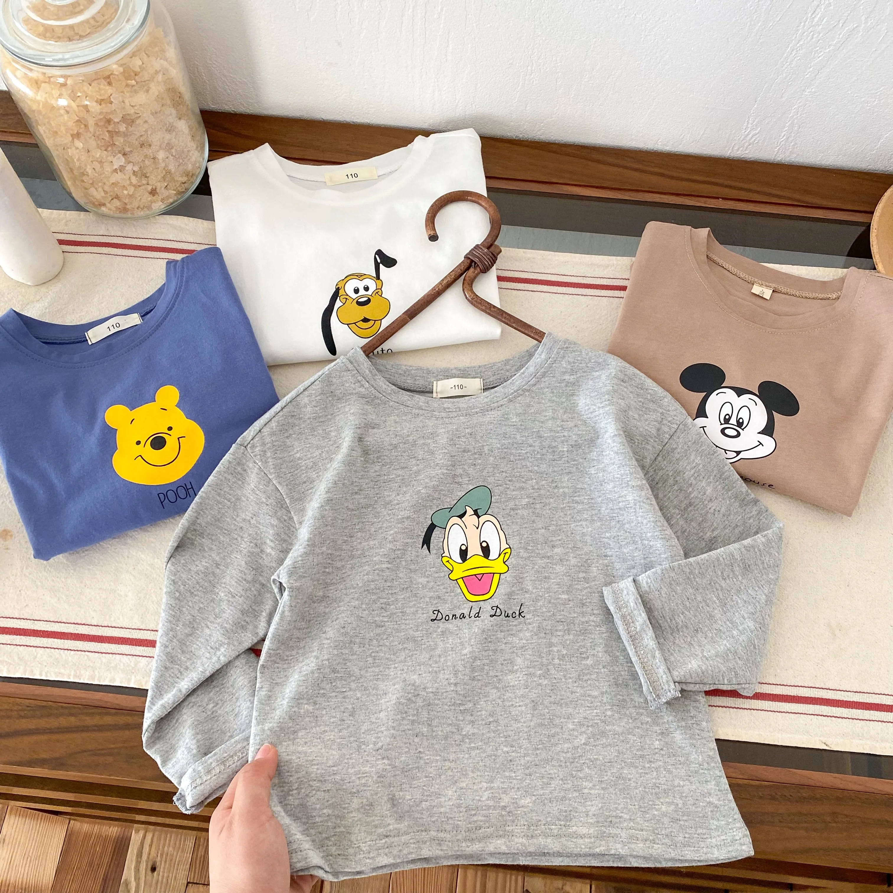 Donald Duck Pattern Baby Boys Tops Long Sleeve Tees Autumn Fashion Casual Crewneck Blouse Children's Clothes Bottoming Shirt