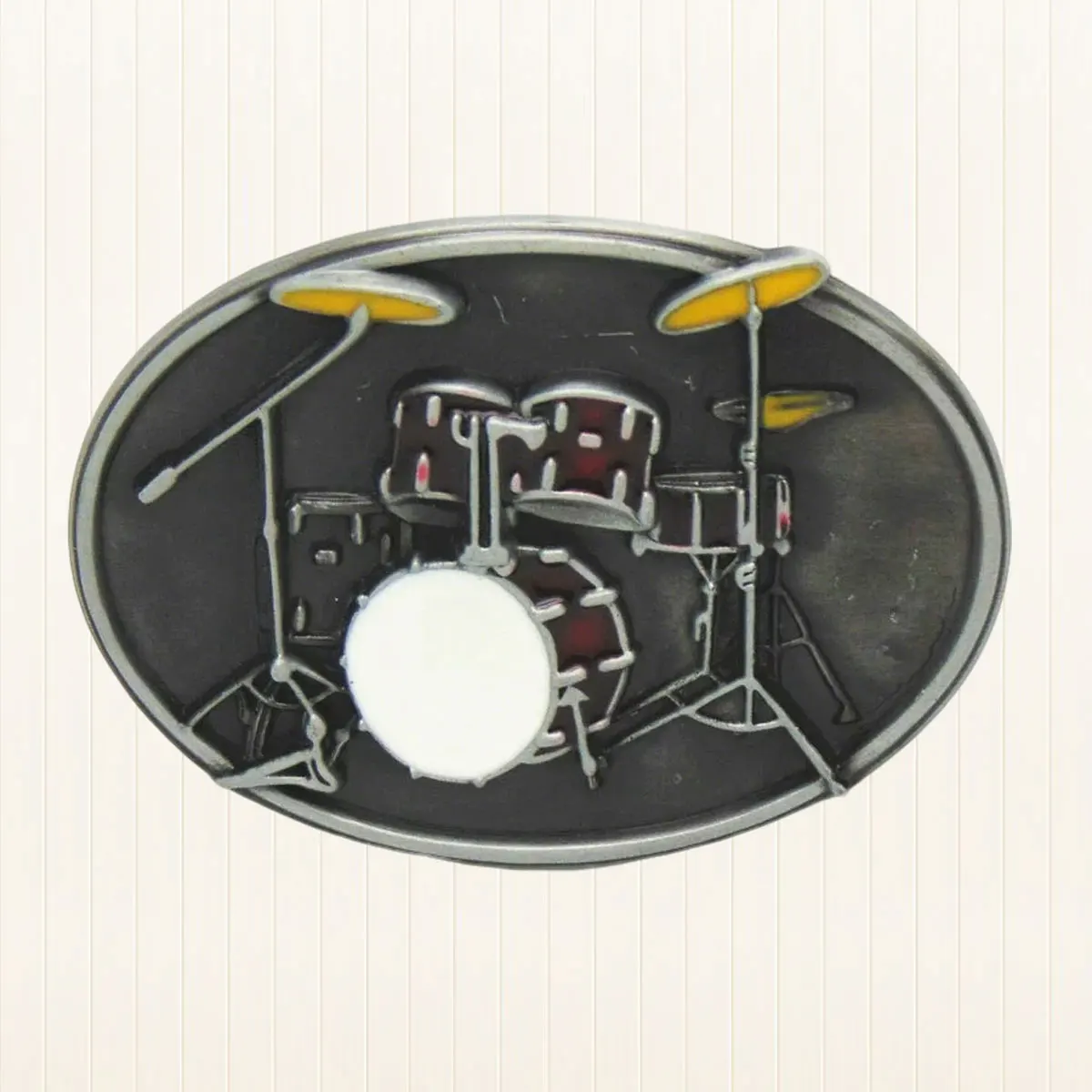 Drum Kit Belt Buckle Vintage Enamel Metal Belt Buckle for Men Western Cowboy Rock Music Drummer Waist Belt Accessories