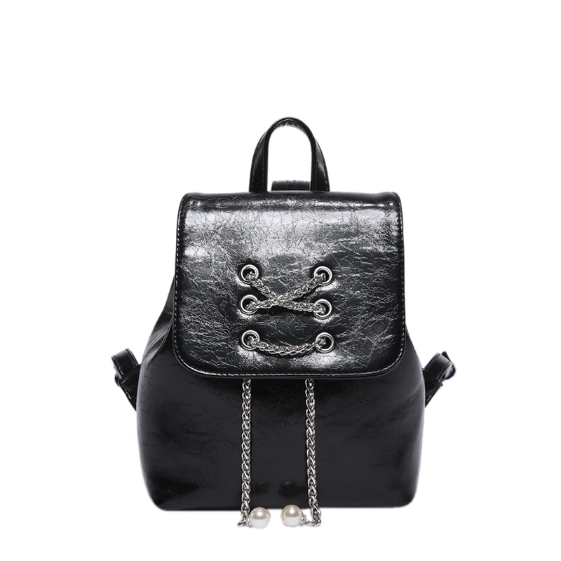 Locomotive Girls Mini Backpack For Travel Women Luxury Brand Drawstring Handbag Ladies Crossbody Purse Leather Black Rucksack