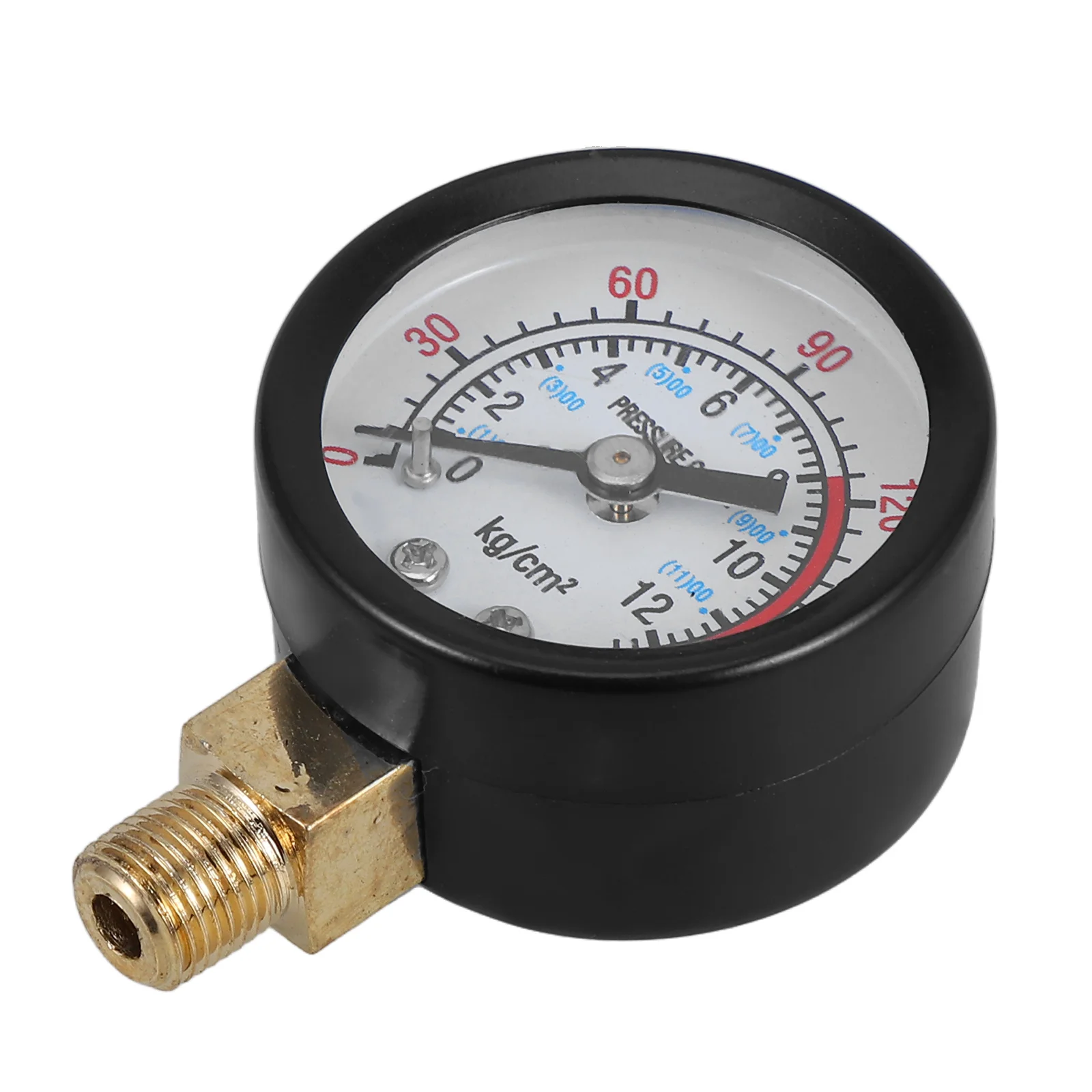 

Pressure Gauge Accessory Vertical Radial High Accuracy 0-12kg Industrial Home Air Compressor Case Brass Fittings Back Mount