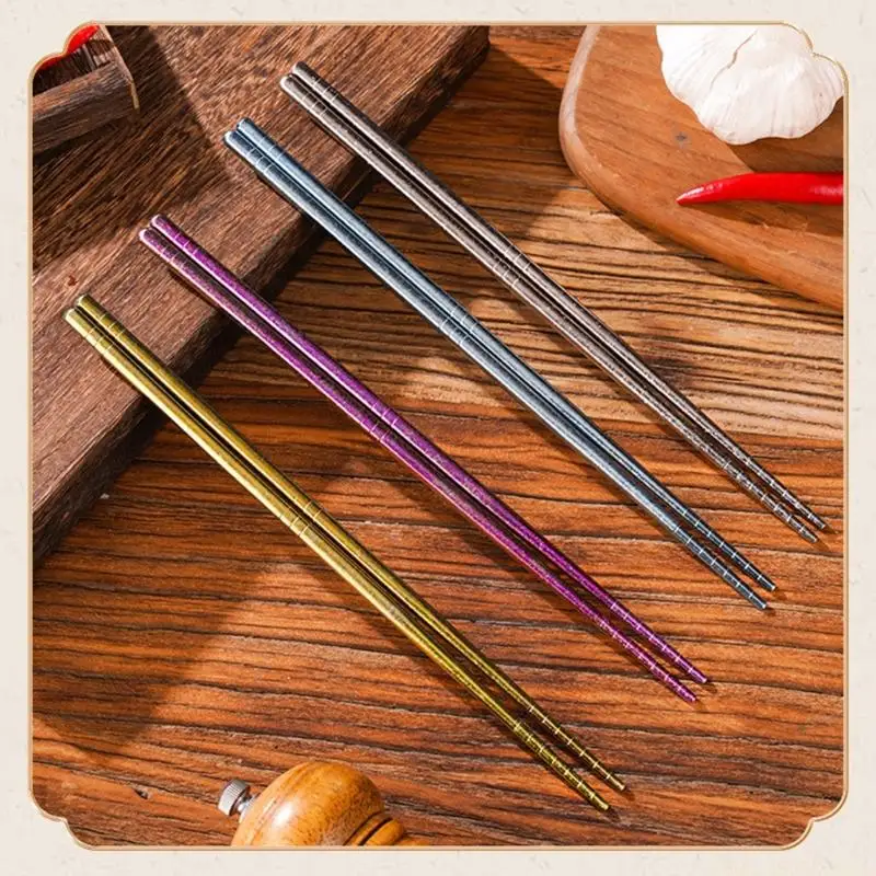QX2E Professional  Metal Kitchen Chopsticks Moulds Inhibiting Coating Secure Grip Portable Build
