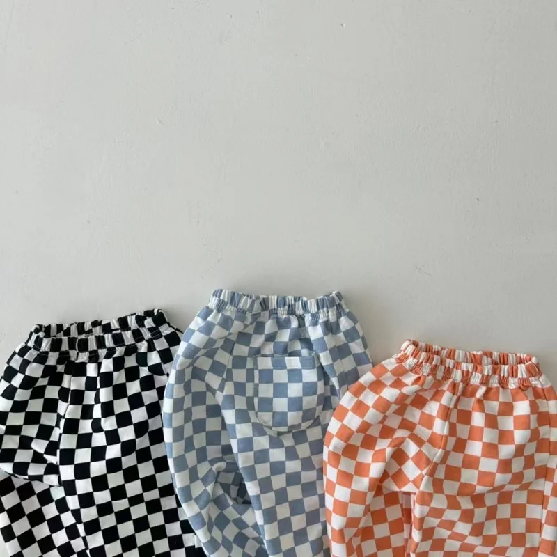 2025 Summer New Baby Versatile Plaid Pants Infant Girl Cotton Breathable Casual Pants Toddler Boy Loose Trousers Baby Clothes