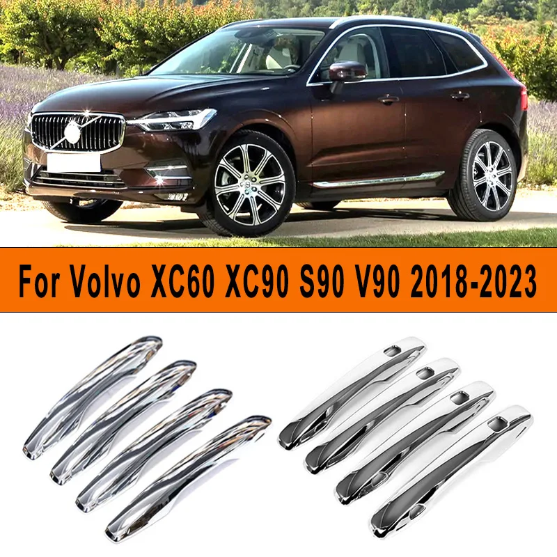 

Хромированная накладка на дверную ручку автомобиля, наклейка, Стайлинг, автоаксессуары для Volvo XC60 XC90 S90 V90 2018-2023 2022 2021 2020 2019