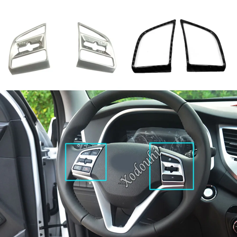 

For Hyundai Tucson 2015 2016 2017 2018 Car Styling Inner Detector ABS Plastic Steering Wheel Interior Kit Trim Frame 2PCs