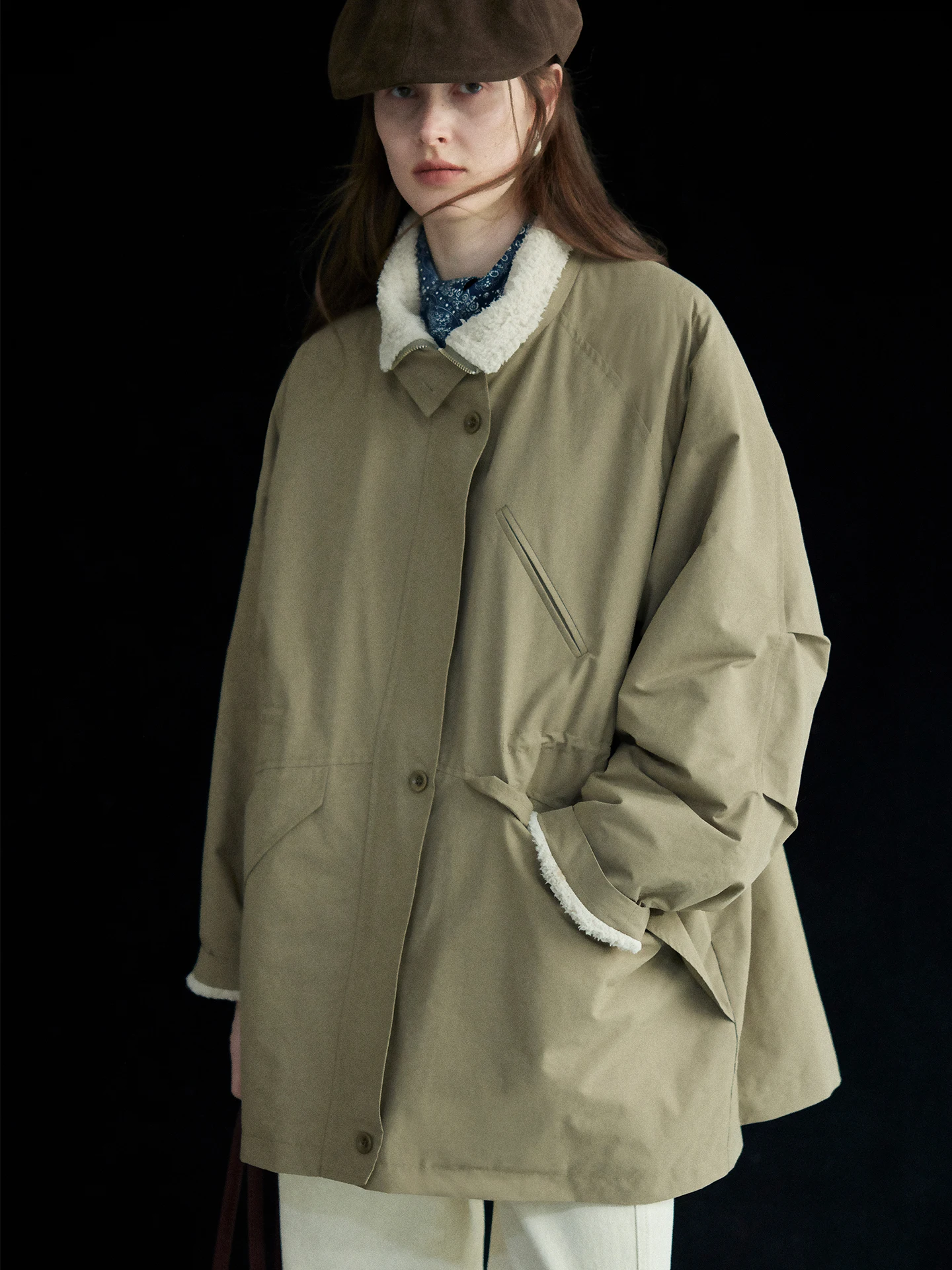 

Moofeel Workwear Sle Long Coat Cotton Jaet 2025 New Winter Casual Commute Mid-Length Cotton Clothes Fur Trimmed