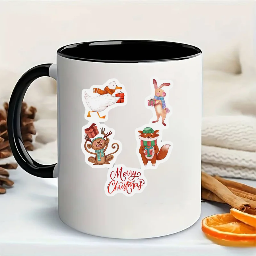 

1PC Cute Animal - Themed 'Merry Christmas' Sticker Set (2pcs) for Festive Decor & Gifting" Sticker, Ideal for Laptop Lids