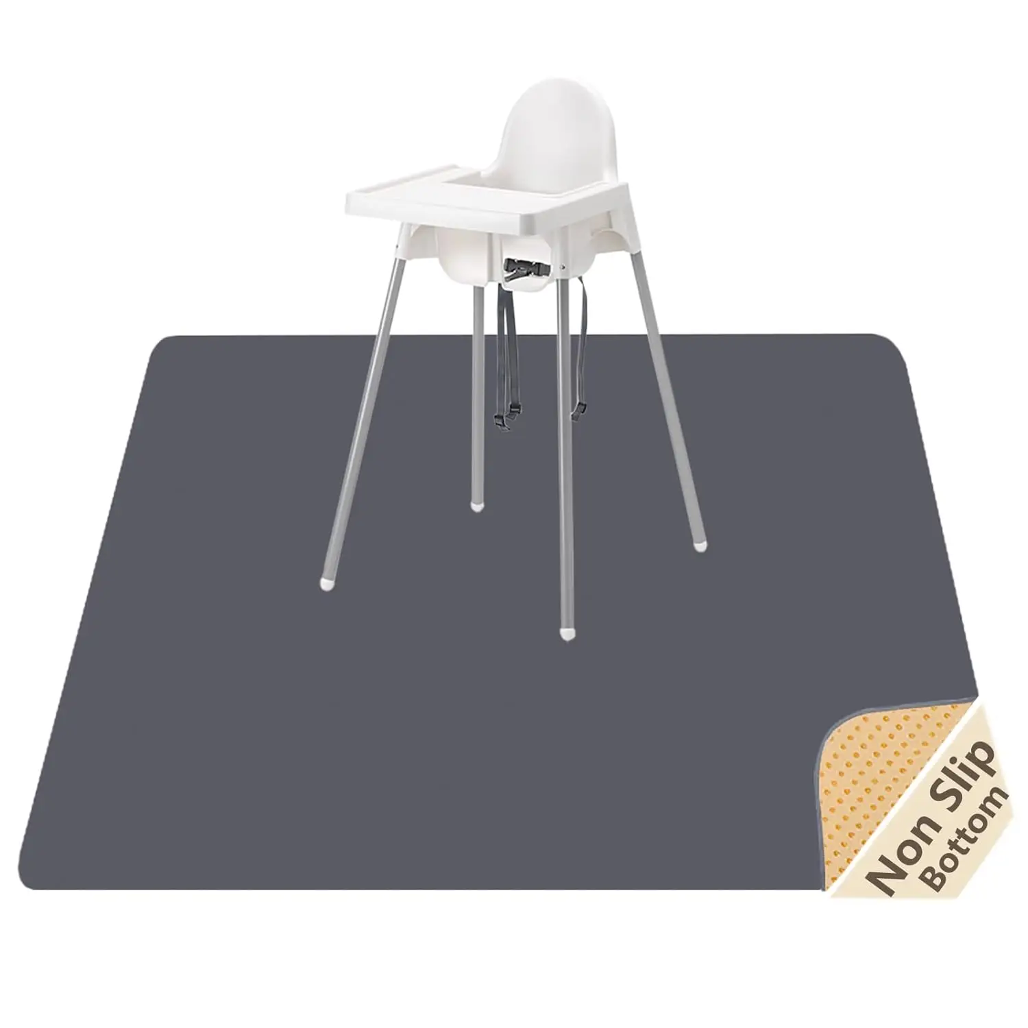 

Washable Splat Mat for High Chair, Waterproof Floor Protector, Anti-Slip Mess Mat 51x51