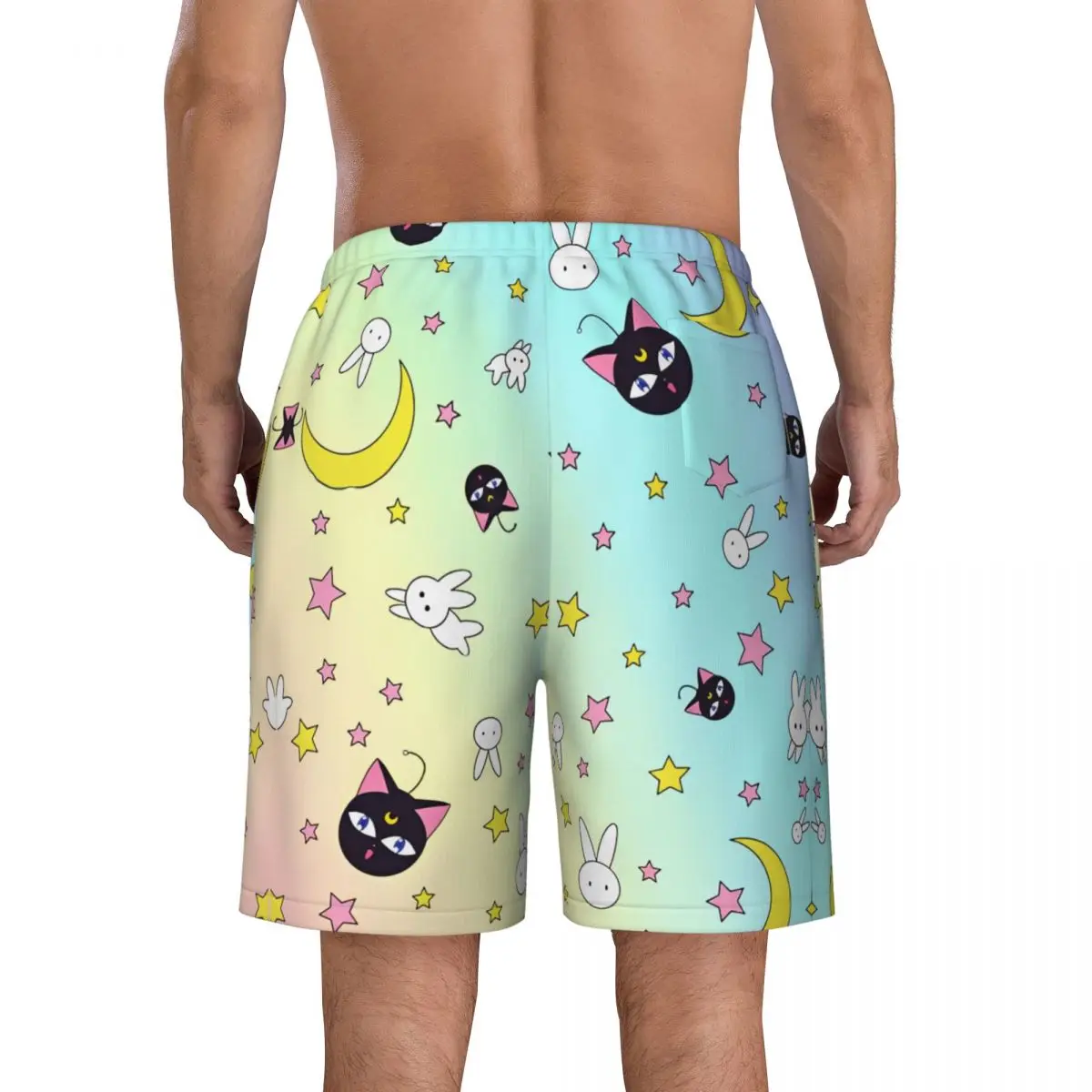 Sailor Board Shorts Summer Anime Japan Moon Girl Kawaii Y2K Retro Beach Short Pants Male Surfing Quick Dry Pattern Swim Trunks