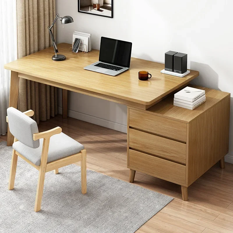 Household Wood Desk Computer Desk Ample Storage Household Minimalist Modern Office Simple Table Multiple Drawers Gaming Desk