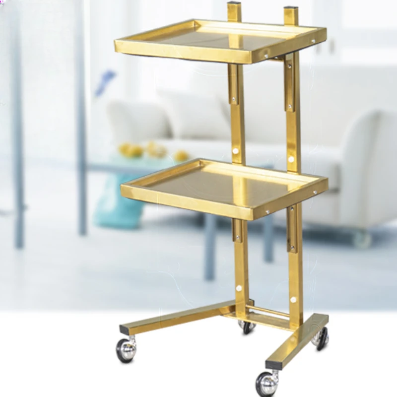 

Pedicure Metal Salon Trolly Welding Golden Food Clear Trolley Cart Beauty Makeup Carrito Salon De Belleza Furniture ZT50ST