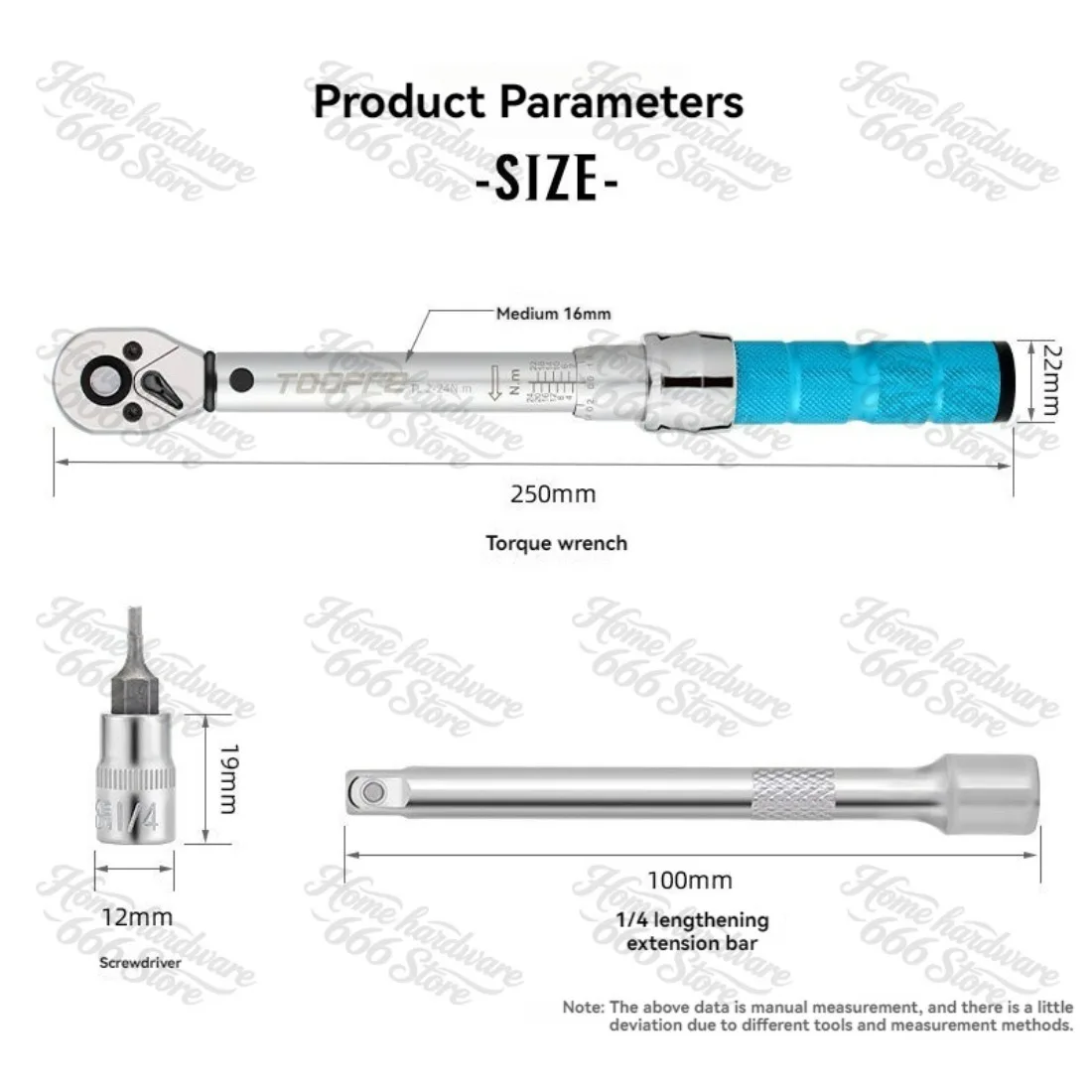 Universal Torque Wrench Set 1/4" 2-24Nm Double Scale Bike Torque Wrench Motor Bicycle Maintenance Repair Kit Spanner Key