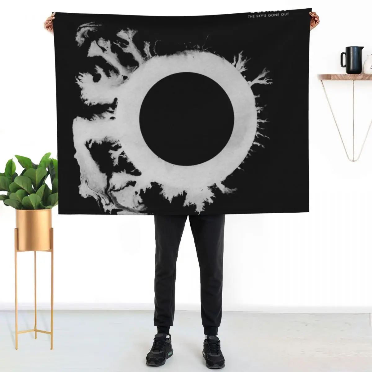 Bauhaus the sky's gone out post punk 80s retro black and white artwork Throw Blanket Warm Extra Large Throw for sofa Blankets