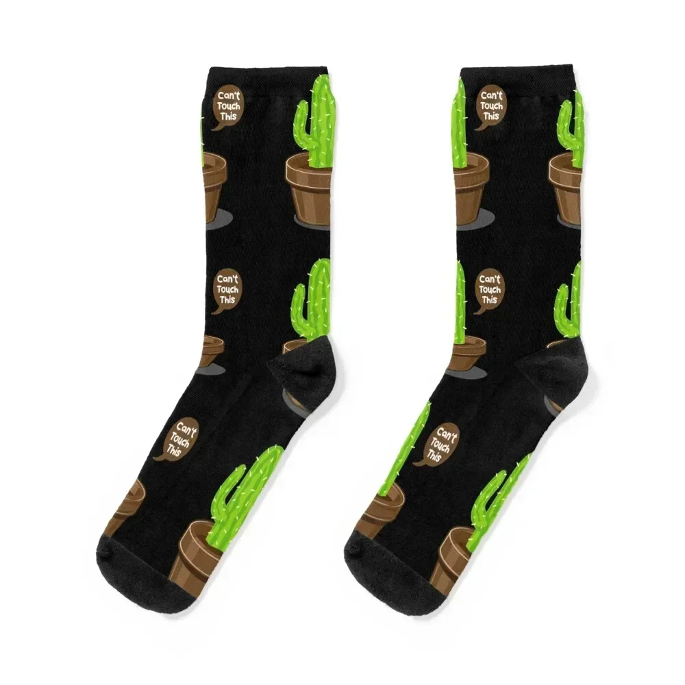 Funny cactus saying Can't Touch This Socks hip hop happy tennis christmas gift Luxury Woman Socks Men's