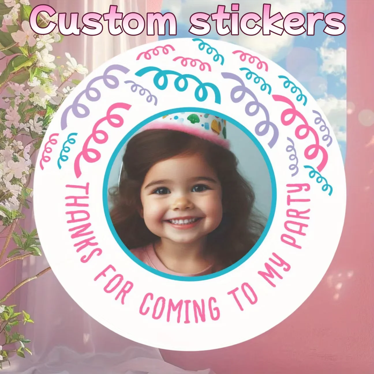 

Custom party-exclusive stickers, romantic pink and blue ribbon design, gift and envelope decoration tags, preserve party memorie