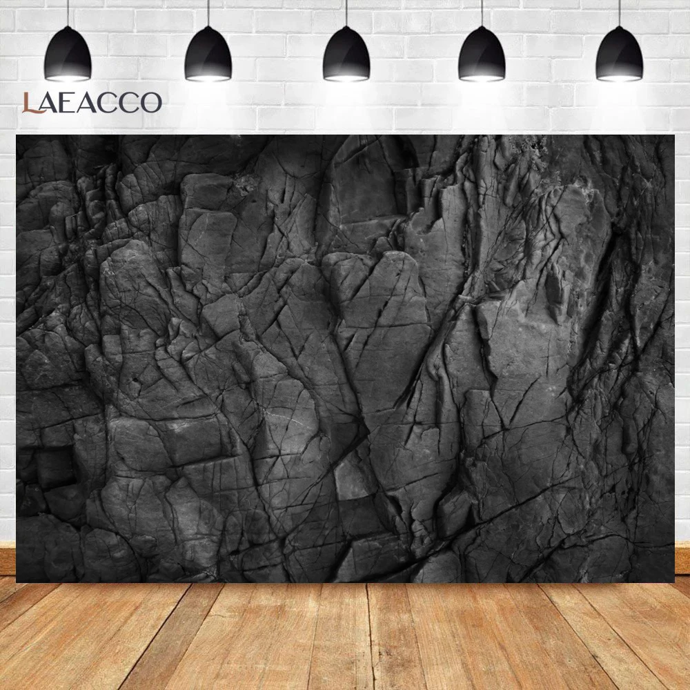 Laeacco Vintage Dark Stone Brick Wall Cave Corridor 3D Pattern Interior Photographic Background Photo Backdrop For Photo Studio